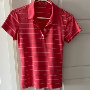Nike Golf Women's Pink and White Striped polo